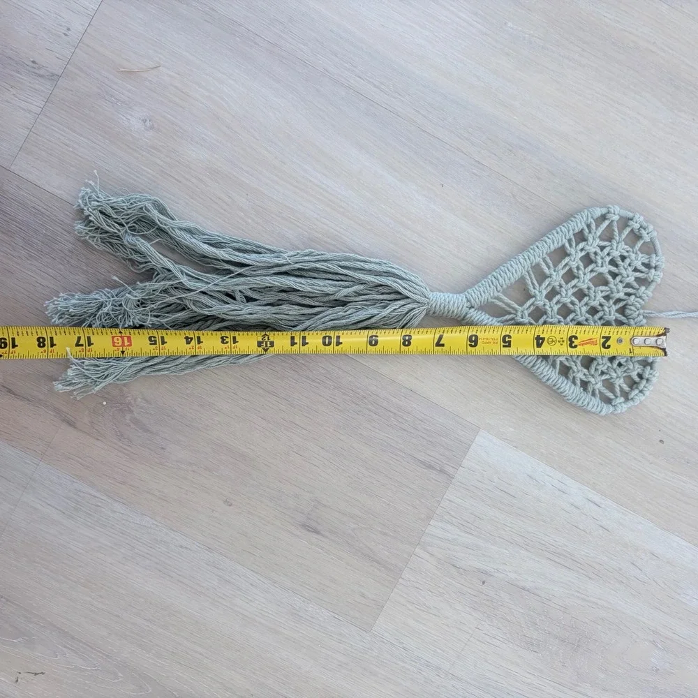 Sage Green Macrame Heart Wall Hanging Boho Tassel Fringe Home Decor Handmade‎